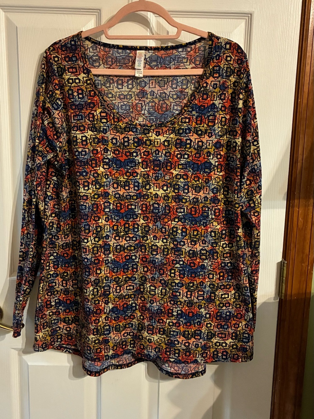 LuLaRoe Multicolor Geometric Scoop Neck Top